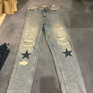 Sandro size 36 jeans with stars with pearl details